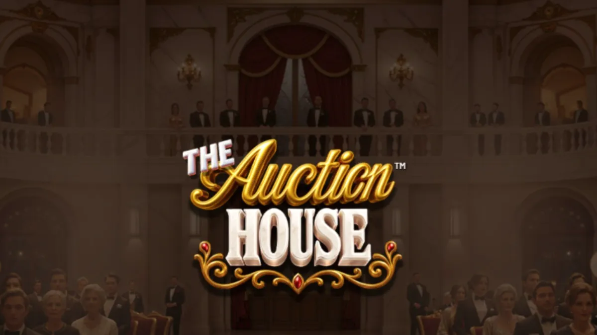 The Auction House slot game interface featuring luxury items and auction theme